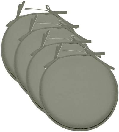 Stof Textile Home stoelkussens - 4x - groen - D40 x H3 cm - voor binnen - touwtjes sluiting - zitkussens plat - rond