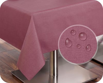 Tafelkleed tafelloper linnen structuur, afwasbaar vlekbestendig, katoen, kleur en grootte naar keuze (tafelkleed vierkant 110x140 cm, bordeaux)