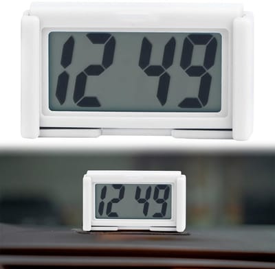 Allecto - Mini-autoklok - Digitale klok - Perfect voor dashboard - Wit - LCD-display - Handig voor auto, bureau en badkamer