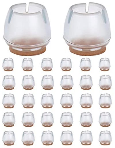 32 Ronde Siliconen Stoelpootdoppen met Viltkussen voor Stoelpootbreedte 17 mm - 21 mm