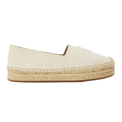 Boss Lederen platte espadrilles voor dames (Licht Beige)