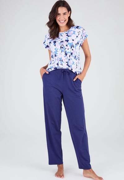 Damart - Pyjama T-shirt van puur katoen - Dames - Blauw - 38-40 (S)