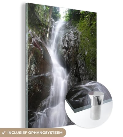 ® Glasschilderij 120x160 cm - Schilderij acrylglas - Waterval in het Nationaal park Henri Pittier in Venezuela - Foto op glas - Muurdecoratie woonkamer - Wanddecoratie slaapkamer - Schilderijen