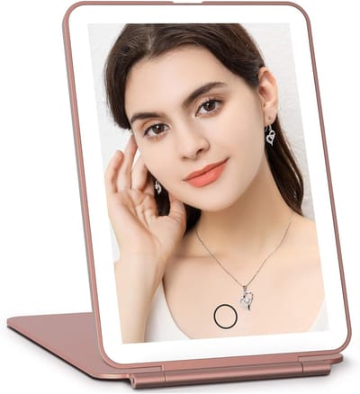 Draagbare Make-up Spiegel met 72 LED Lampen, Verstelbare Helderheid, Dimbare Touchscreen, Ideaal voor Reizen en Cosmetica Gebruik