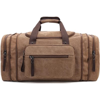 Ademende Canvas Reistas Casual Enkele Schouder Duffle Trendy Heren Tote Bag bruin