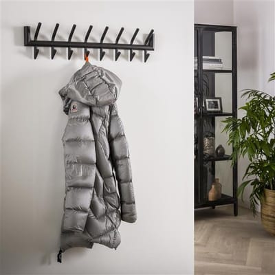 PS-Collection Garderobe Kapstok 2x8 Haken - 78x10x18,5 cm - Grijs - Metaal - wandkapstok, kapstok staand, kapstok wandkapstok, kapstokken, kapstok hangend, kapstok zwart