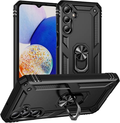 Casemania Hoesje Geschikt voor Samsung Galaxy A26 - Zwart - Anti-Shock Hybrid Armor Back Cover - Hoes met Kickstand Ring