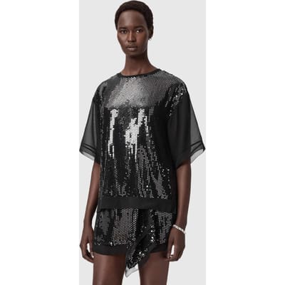 AllSaints Fonsie Emb Tee Black Taglia: 2 | Magliette intime Outlet | Donna | Nero