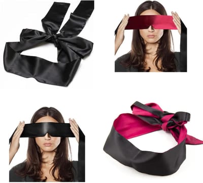 Dailygoody - Blinddoek - Oogmasker - 2 stuks - Satijnen stof - Slaapspelletjes - Valentijn cadeau - Zwart roze rood