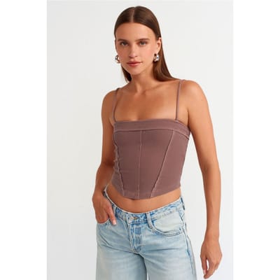 Geribbelde vierkante hals cropped top