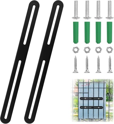 2 stuks bevestigingsset voor hekbrievenbus, 280 x 24 mm hekbevestiging, brievenbusbevestiging, platte connector, langgat, roestvrij staal, met schroeven, brievenbus, hekmontageset voor meubelreparatie