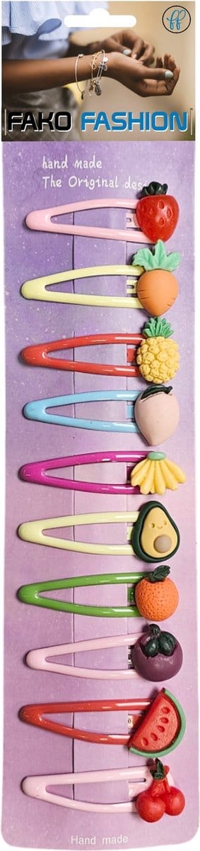 Fako Fashion - 10 Haarspeldjes Op Kaart - Haarclips Voor Meisjes - 10 Stuks - Bol Fruit