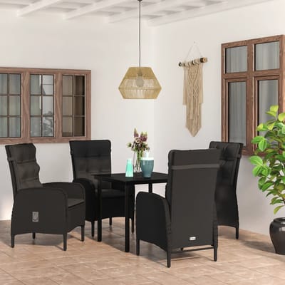 vidaXL - 5-delige - Tuinset - met - kussens - zwart