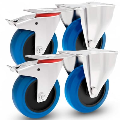 Zwenkwielen met Rem, 80 mm - Robuuste Transportwielen voor Zware Belastingen