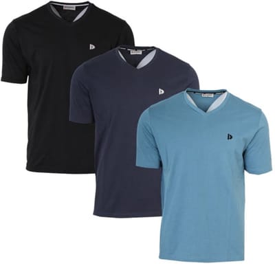 3-Pack Donnay - T-shirt (Berno) - Sportshirt - V-hals shirt - Heren - Black/Navy/Light Denim blue (748) - maat S