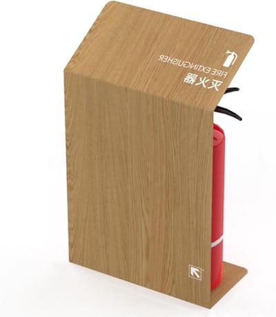 Brandblusser Beugel Bord - Brandblusser Kast - Veiligheid Opslag - Decoratieve Houtnerf - voor 2 tot 4 Kg - Roestvrij Staal