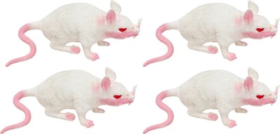 Chaks Stretchy nep rat 17 x 14 cm - 5x - wit - Horror/griezel thema decoratie