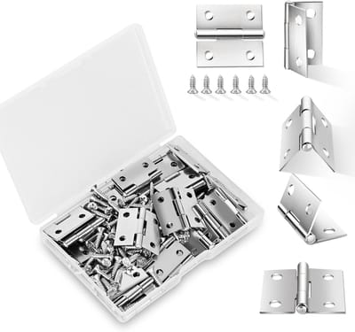 Oneay 14 sets kleine scharnieren met schroeven, scharnieren voor sieradendozen (zilver), minischarnieren (voor houten dozen), microvouwscharnieren, kleine metalen scharnieren