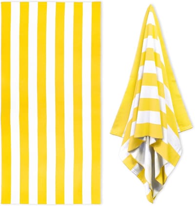 Strandlaken - 90x180cm - UltraSoft Microvezel Badlaken - Badlaken - Sneldrogend & Zandvrij - Lichtgewicht Strandhanddoek - Ideaal voor Strand, Sauna, Zwembad, Vakantie en Sport - Geel