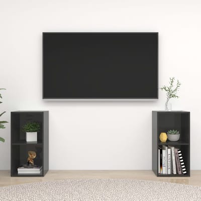 vidaXL - Tv-meubelen - 2 - st - 72x35x36,5 - cm - bewerkt - houthoogglans - grijs