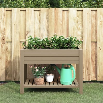 vidaXL - Plantenbak - verhoogd - 110x45x79 - cm - polypropeen - lichtbruin