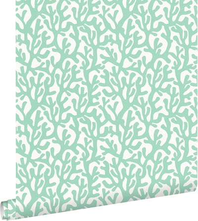 ESTAhome behang koraal mintgroen en wit - 50 x 900 cm - 131012
