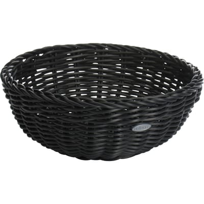Saleen ronde gevlochten mand uit kunststof zwart Ø 23cm H 9cm