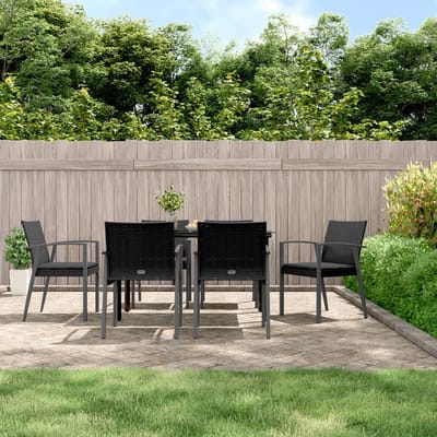 vidaXL - 7-delige - Tuinset - met - kussens - poly - rattan - en - staal