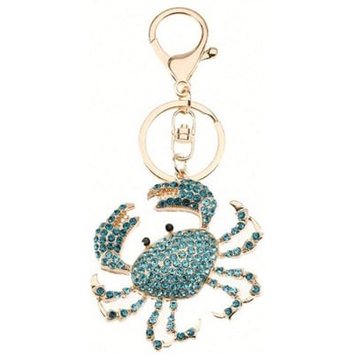 Porte-clés Crabe en Métal avec Strass Colorés, Accessoire Créatif Transfrontalier Européen et Américain, Accessoires de Voiture, Breloque de Sac, Sac à Dos pour l'École du lac bleu
