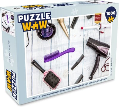 Puzzel Verschillende haarstylers die kappers gebruiken op een witte achtergrond - Legpuzzel - Puzzel 1000 stukjes volwassenen