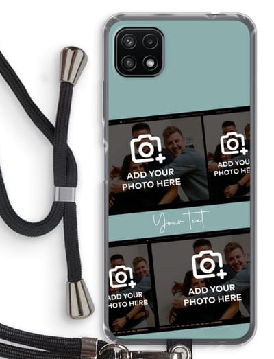 Gepersonaliseerd - Case Company® - Hoesje met koord geschikt voor Samsung Galaxy A22 5G hoesje met Koord - Filmrol N°2 - Telefoonhoesje met Zwart Koord - Bescherming aan alle Kanten en Over de Schermrand