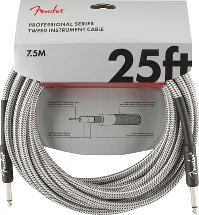Fender Professional Series Instrument Cable 7.5m (White Tweed) - Instrumentenkabel