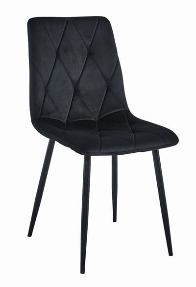 Eetkamerstoel LIBRA Zwart – Zwarte Metalen Poten, Modern Velvet Bekleding, Ergonomisch Design, Max. 120 kg