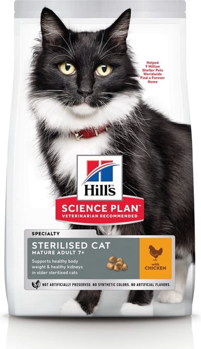 6x Hill's Science Plan Kattenvoer Mature Adult 7+ Gesteriliseerd Kip 1,5 kg