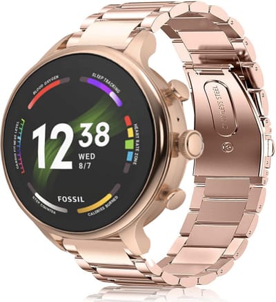 Strap-it Stalen schakel band 18mm - geschikt voor Fossil Gen 5e - 42mm / Gen 6 - 42mm - Huawei Watch GT 4 / 5 - 41mm / GT 5 Pro - 42mm - Withings ScanWatch 2 - 38mm / ScanWatch Light / Steel HR - 36mm - rose gold