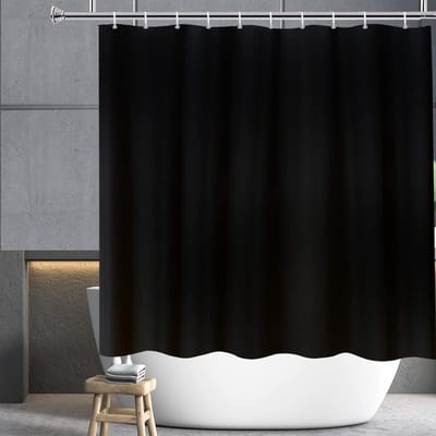 Douchegordijn zwart, polyester textiel, waterafstotend, wasbaar, schimmelwerend, voor de badkamer thuis, 200 x 200 cm