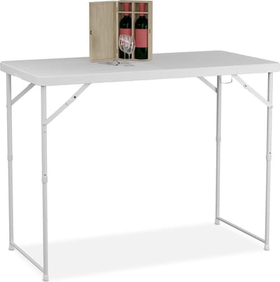 campingtafel inklapbaar - 120 x 60 cm - hoogte verstelbaar - 6 personen - tuintafel - wit