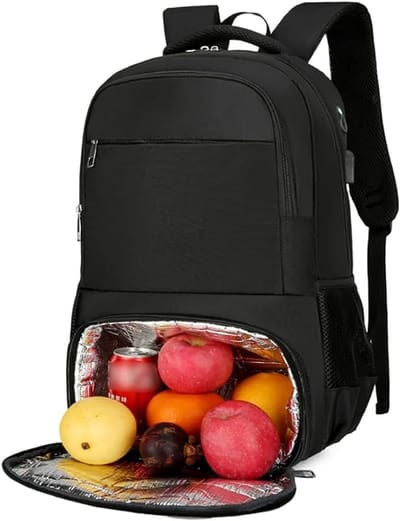 Thijox - Geïsoleerde Lunchrugzak voor Heren en Dames - Laptoprugzak met USB-Oplaadpoort - Reisrugzak met Koeltas voor Camping, Feest, en Werk - Duurza