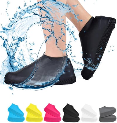 Waterdichte overschoenen, antislip, waterbestendige overschoenen, regenoverschoenen van siliconenrubber, bescherming voor buitenfietsen, geschikt voor mannen, vrouwen en kinderen (XL, zwart)