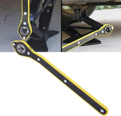 - Ratelsleutel - Auto Jack - Lange handgreep - Moersleutel - ABS antislip - Verstelbaar - Autoschaaraansluiting - Arbeidsbesparend - Geschikt voor motorfiets, auto, SUV - Zwart