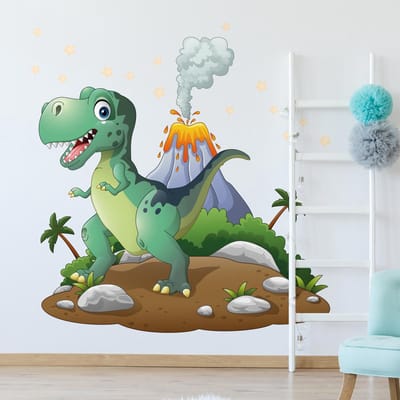 Muurstickers - Tyrannosaurus Rex op een eiland - Zelfklevende stickers - 100x150cm