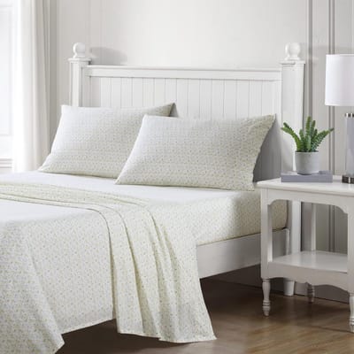 Katoenen percal beddengoedset - Volledige lakens in knapperige en coole stijl (Evie Yellow)