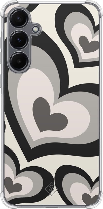 Casimoda® hoesje - Geschikt voor Samsung Galaxy A35 5G - Hart Swirl Zwart - Shockproof case - Extra sterk - TPU/polycarbonaat - Zwart, Transparant