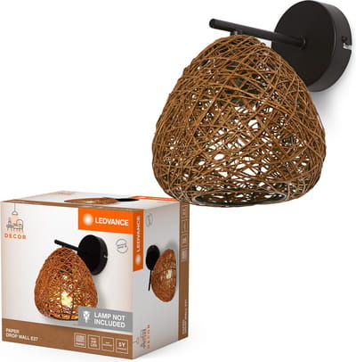 LEDVANCE Decor Paper Drop Lineaire hanglamp, met druppelvormige lampenkappen, 3-lichts, biedt moderne verlichting voor thuis, van papier en staal, zonder lichtbron