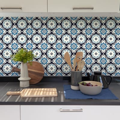 Zelfklevende tegelmuurstickers voor keuken en badkamer - 9 Opalina Azulejo tegelstickers - 9 stickers 10x10cm