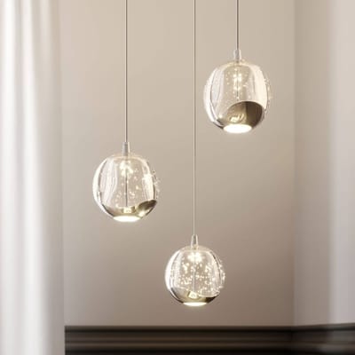 Lucande LED hanglamp Hayley, Ø 25 cm, 3-lamps, chroom, glas