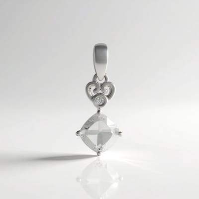 Cavill - Zilveren Hanger - 925 Sterling Zilver Geplatineerd - 0 96 ct Witte Topaas Cushion Cut - 0 019 ct Zirkoon - Elegante Madagaskar Sieraden