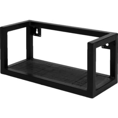 Wandplank Vintage Zwart Mangohout 37 cm - Industriële Wandplank van Mangohout met Stalen Frame