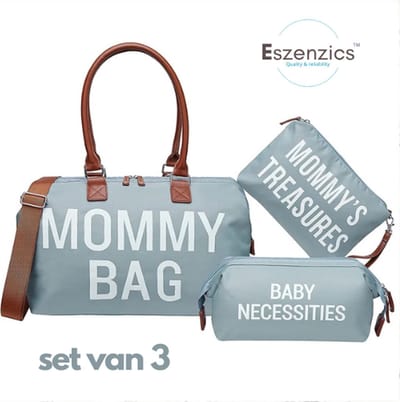 Eszenzics™ Luiertas 'Sep' - Luxe afwerking - 3-delige set - Trendy ontwerp - Verzorgingstas - Babytas - Lichtblauw - Reistas - Weekendtas - Moeder - Baby