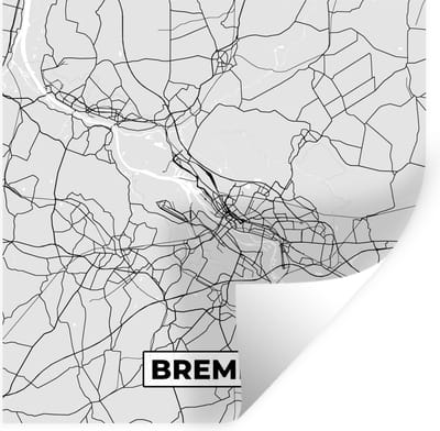 Muurstickers - Sticker Folie - Bremen - Kaart - Stadskaart - Plattegrond - Duitsland - 100x100 cm - Plakfolie - Muurstickers Kinderkamer - Zelfklevend Behang XXL - Zelfklevend behangpapier - Stickerfolie